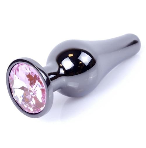 Купить анальную пробку Jewellery Dark Silver Plug с розовым кристаллом