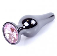 Купить анальную пробку Jewellery Dark Silver Plug с розовым кристаллом